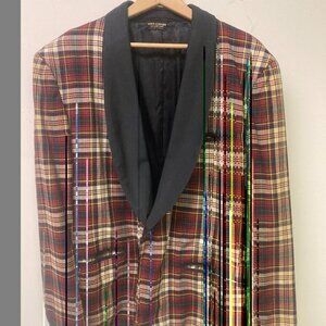 Lord & Taylor Vintage Dinner Jacket Tuxedo blazer   Red Plaid